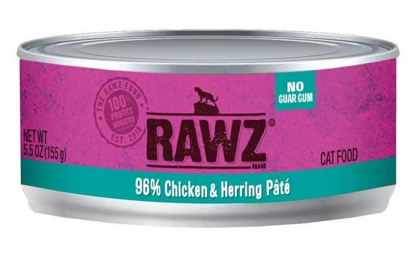 24/5.5 oz. Rawz 96% Chicken & Herring Cat Can - Food